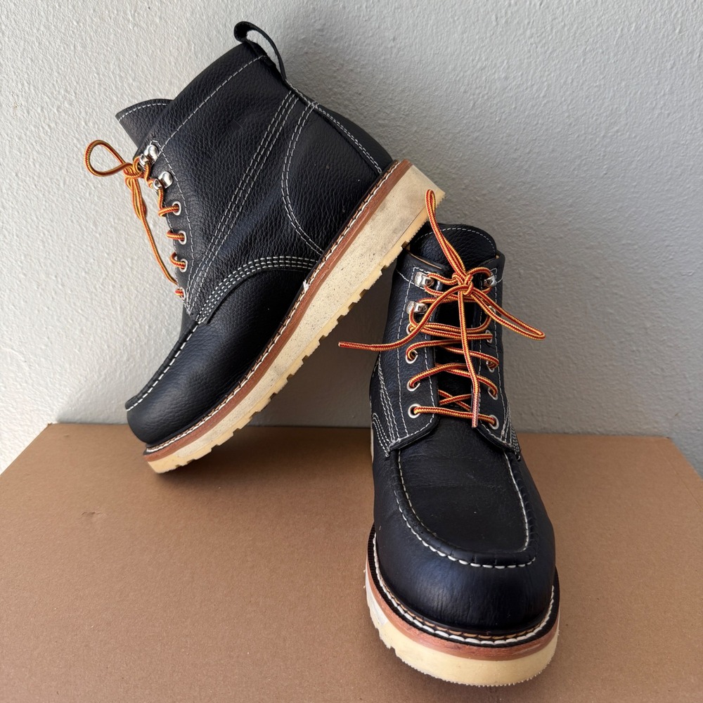 Cactus Work Boots Mens 9 Black Leather Moc Toe Wedge Sole Boots 28 1121 21